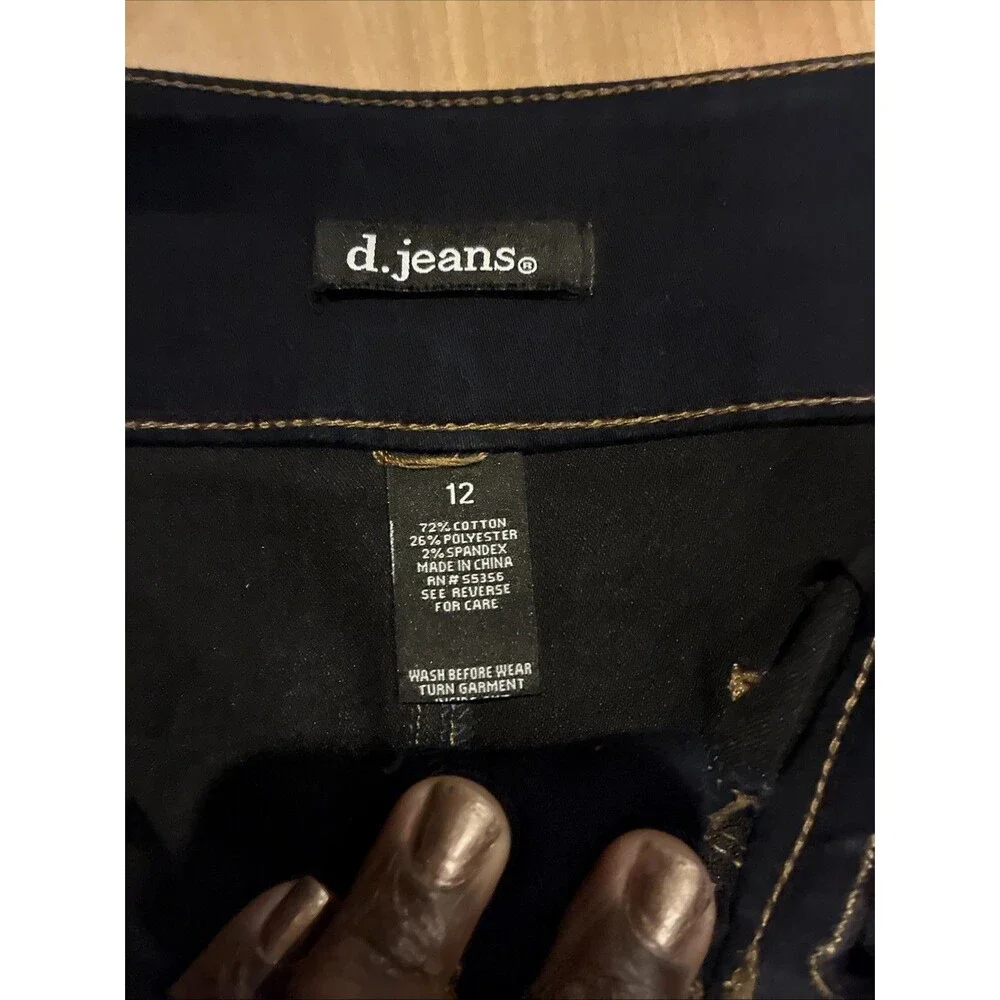 D. Jeans Size 12 Blue Jean Pencil Skirt Straight Midi Dark Wash Stretch 5 Pocket - Picture 5 of 8